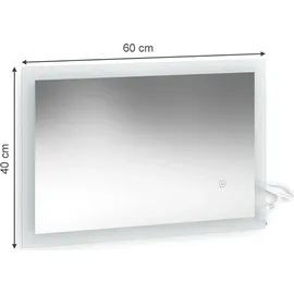 Vicco Badspiegel Wandspiegel LED-Spiegel Weiß 60 x 40 cm