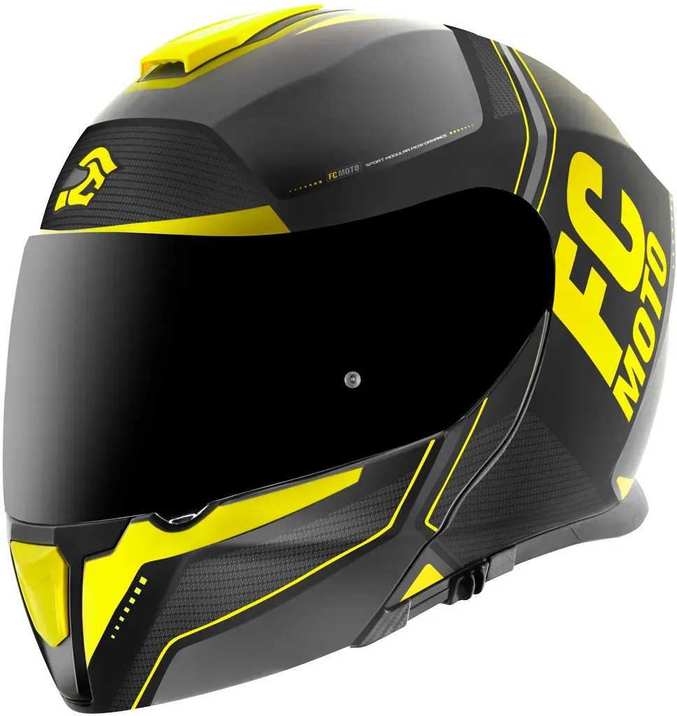 FC-Moto Novo Circuit Klapphelm, schwarz-gelb, Größe XS für Männer