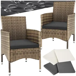 tectake® 2er Set Rattanstuhl, widerstandsfähig, 2 Bezugssets, 59 x 57 x 85 cm