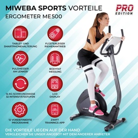MIWEBA Sports Ergometer ME500, Fahrradergometer, sitzend, 14 kg Schwungmasse (Schwarz)