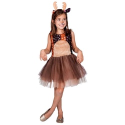 Metamorph Kostüm Rehkitz Kostüm für Kinder, Bambi für Bambini: süßes Kleid für Reh oder Rentier braun 140