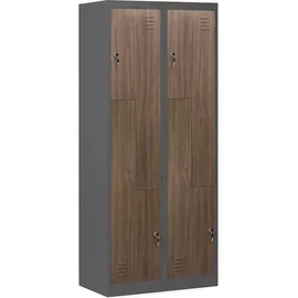 Jan Nowak Z02 Spind Umkleideschrank 185 x 80 x 45 cm Anthrazit/Nussbaum