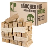 Buche Smoker Holz Räucherholz Brennholz 30 kg Buchenholz ohne Rinde 25 cm Kaminholz Smoke Feuerholz Grillen Wood BBQ Rauch Raeuchern Smokewood Kingpower