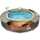 Maison Exclusive Whirlpool-Umrandung Grau Poly Rattan
