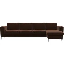 Ecksofa FLEXLUX "Fiore, super Sitzkomfort durch Kaltschaum im Sitz, L-Form", braun (tobacco), B:295cm H:85cm T:159cm, Sofas, breite Armlehnen, Füße Alu