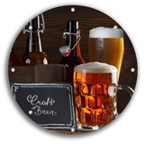 Wallario Sichtschutzzaunmatten Biervarianten - Pils im Glas Flaschenbier Schild Craft Beer, rund braun 30 cm x 30 cm