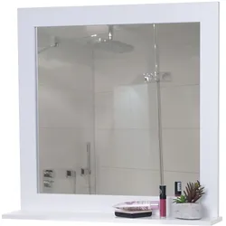 Wandspiegel MCW-F75, Badezimmer Badspiegel Spiegel, Ablagefläche Landhaus 58x59x12cm weiß