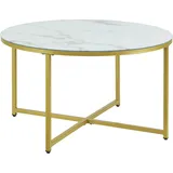 [en.casa] Couchtisch Uppvidinge 45x80cm Marmor, weiß / Gold