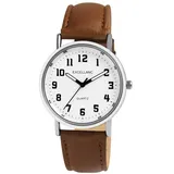 Excellanc Herrenuhr mit Kunstlederionsarmband Leuchtzeiger, Analog Quarz 2900229 (braun weiß)