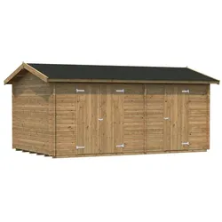 PALMAKO Blockbohlenhaus »Jari«, Holz, BxHxT: 550 x 251 x 300 cm (Außenmaße inkl. Dachüberstand) - braun