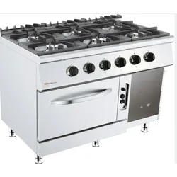 Gasherd - 6 Brenner + inklusiv Unterbau & Gas Backofen - 45 kW