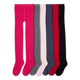 TupTam Strumpfhose Mädchen Bunt Gemustert 6er Pack – Warme Strickstrumpfhosen für Herbst und Winter, Farbe: Farbenmix 1, Größe: 128-134 - 128-134