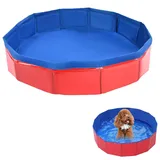 Hundepool für Kleine Hunde, 50x8 cm Hunde Planschbecken, Planschbecken für Haustiere, PVC Hunde Pool, Katzenpool, Dog Sprinkler Pad, mit Rutschfestem Boden Ablassventil