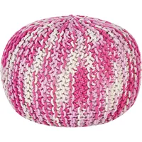 Beliani Pouf CONRAD Baumwolle 50 x 35 x 50 cm Weiß/Rosa