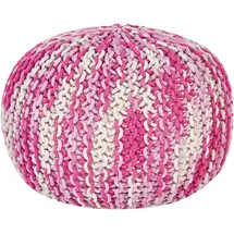 Beliani Pouf CONRAD Baumwolle 50 x 35 x 50 cm Weiß/Rosa