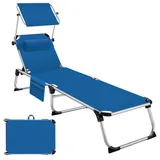 Tectake tectake® Sonnenliege, klappbar, mit Kopfkissen, 6-fach verstellbare Rückenlehne, 218 x 60 x 33,5 cm, inkl. Seitentasche