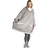 Blumtal Sherpa Hoodie Decke Damen mit Ärmeln und Kapuze - er Kuschelpullover Damen - Decke zum Anziehen - Grau - L