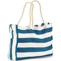 Shopper VIVANCE "Strandtasche", Damen, Gr. B/H/T: 52cm x 37cm x 18cm, blau (weiß, blau), Baumwolle, mehrfarbig, gestreift, Taschen, Schultertasche, Sommertasche, Handtasche, Tragetasche VEGAN