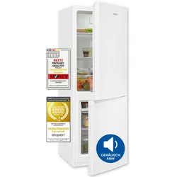Exquisit Kühl-Gefrierkombination, Kühlschrank mit Gefrierfach, 4-Sterne-Gefrieren, 173 Liter, Alarm-Funktion, KGC5232-60-E-040E weiss