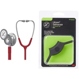 3M Littmann Classic III Stethoskop zur Überwachung, burgunderroter Schlauch, 69 cm, 5627 & 3M Littmann Stethoskop-Namensschild, Schwarz, 40007