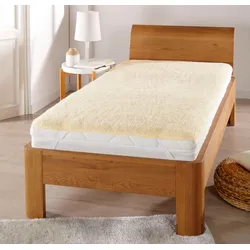 Matratzenauflage JEKATEX "Cora", beige (natur), B:140cm H:1cm L:190/200cm, Bezug (oben): 100% Schurwolle. Bezug (unten): 100% Polyester, Matratzenzubehör, aus dichtem, unverstepptem Lammflor (Schafschurwolle)