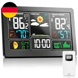 Wetterstation Funk Mit 1 Außensensor, Thermometer Innen Außen,Hygrometer Innen,W