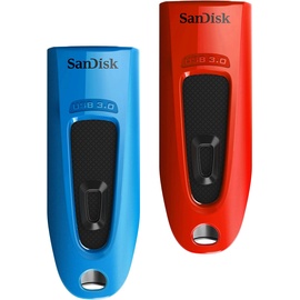 SanDisk Ultra 64 GB USB 3.0 Flash- Laufwerk (SecureAccess Software, Passwortschutz, Übertragungsgeschwindigkeit von bis zu 130 MB/s) Blau/Rot