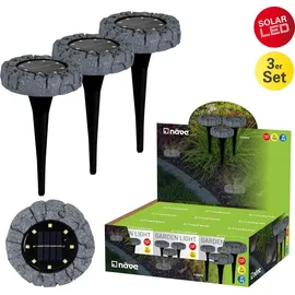 NÄVE Solarleuchte Kunststoff Ø 12 cm x 12,5 cm 3er Set grau