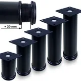 ID Dinkel Möbelfuße verstellbar 50mm Sofafuß Küchenfuß Sockelfüße Bettfüße Bein Schwarz MATT 300 mm