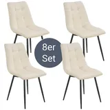 Juskys Esszimmerstühle Blanca 8er Set - Samt Stühle gepolstert - Stuhl Esszimmer & Küche Beige