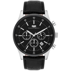 Rhodenwald & Söhne Chronograph Goodwill in Silber/Schwarz Echtleder in Schwarz Herrenuhren   Herren 