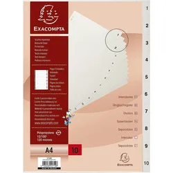 10 x FALKEN Register PP Kunststoff-Register DIN A4 1-10 Zahlen Nummern 10-teilig grau