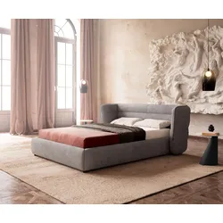 DELIFE Polsterbettgestell Simea 140x200 cm Mikrofaser Grau, Polsterbetten