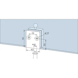 dorma glas Feststellriegel 12.318 mit Bodenbuchse für 8-10mm Glasstärke Silber