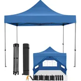 COBIZI Faltpavillon 3x3 Wasserdicht Stabil Winterfest mit Seitenwand,Pop Up Pavillon Partyzelt,Sonnenschutz Gartenpavillon,Pavillon Faltbar mit Tasche mit Rollen(3 mal 3m Blau)