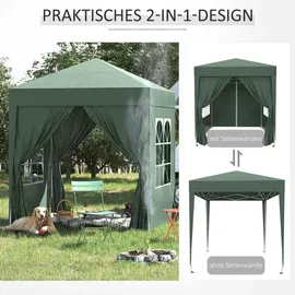 Outsunny Pavillon 2x2m Faltpavillon 4 Seitenwände mit Fenster Tragetasche Stahl