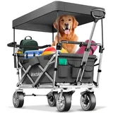 tectake Bollerwagen Nico (1-tlg), faltbar, mit Dach grau