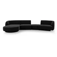 Micadoni Sofa Miley, modular mit Recamiere 4-Sitzer schwarz
