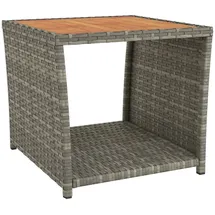 vidaXL Beistelltisch mit Holzplatte Grau Poly Rattan & Akazienholz
