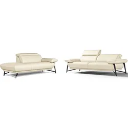 Egoitaliano Polstergarnitur »Anais, Design mit hohem Sitzkomfort für mehr Bequemlichkeit«, Set: bestehend aus Sofa und Ottomane, inkl. Kopfteilverstellung Egoitaliano cremeweiß