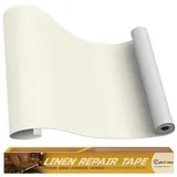 Flicken Selbstklebend Stoff, Cahomo Leinenstoff Patches Selbstklebend, 40x230 cm Leinen Reparatur Patches für Sofa, Autositze, Bootssitze, Bürostuhl, Vorhang - Beige Weiß