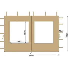 Quick Star Seitenwand für Pavillon 3x4 m 2 Stück 3,00 x 4,00 m Beige