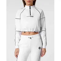 Plein Sport Funktionsjacke Cropped Sweatjacke mit, Wei?, M