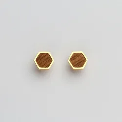 Facade Ohrringe eckig mit Holzelement - Holzkern Modell: Jewelry