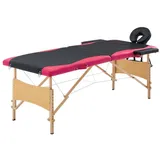 vidaXL Massageliege Klappbar 2-Zonen mit Holzgestell Schwarz und Rosa