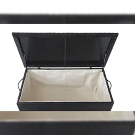 Mendler Poly-Rattan Kissenbox HWC-D88, Gartentruhe Auflagenbox Truhe ~ Premium schwarz, 51x100x50cm 170l