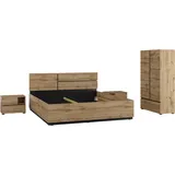 Schlafzimmer-Set OTTO HOME "Cross, moderne, grifflose Optik, FSC-zertifiziert", braun (wotan eiche), 2trg. Schrank + ohne Matratze, B/H: 180cm x 200cm, 2trg. Schrank, Schlafzimmermöbel-Sets, Komplettschlafzimmer-Set