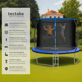Tectake tectake® Trampolin, Ø 305 cm, GS-zertifiziert, Randabdeckung, inklusive Einstiegsleiter
