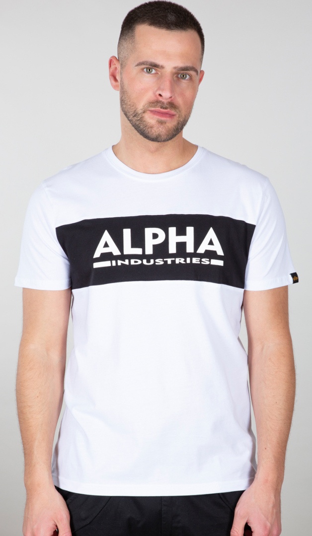 Alpha Industries Alpha Inlay T-shirt, zwart-wit, S Voorman