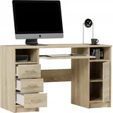 home collective Schreibtisch mit 3 Schubladen, Tastaturablage und Tür, 120x50x73 cm, Sonoma - Naturbelassen